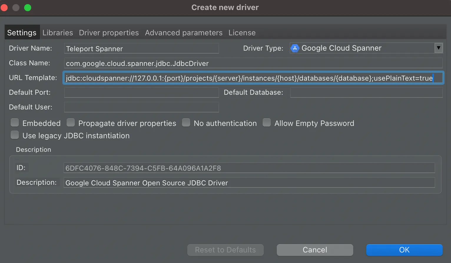 Create Custom DBeaver Google Spanner Driver